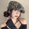 American retro Spice Girl style leopard print forward hat women's season niche fashion design duck tongue beret