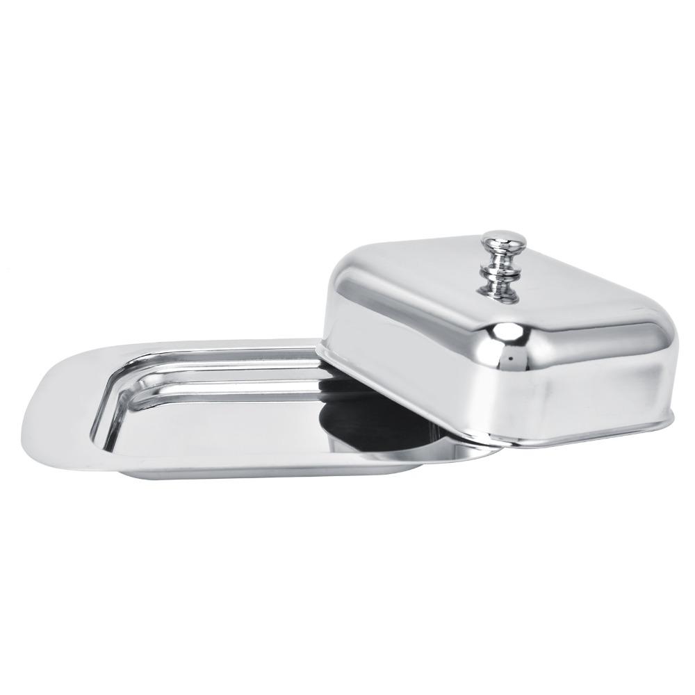 Stainless Steel Cheese Box Container With Cover Handle Butter Keeper Holder Restaurant Use