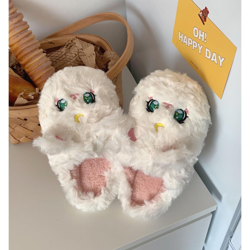 Casual Winter Ladies Girl Heart Home Warm Cotton Slippers Cute Cartoon Soft Bottom Plush Slippers