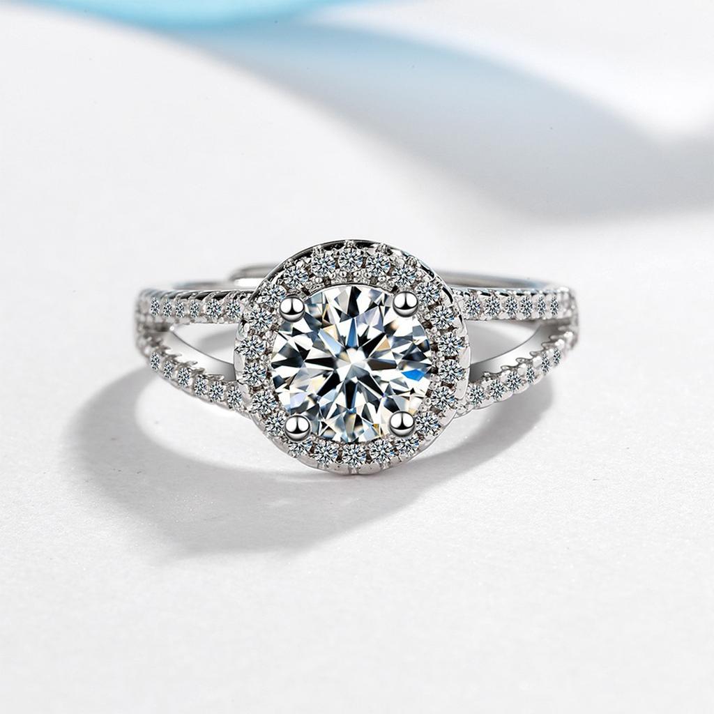 Ring For Women Zirconium Diamond Wide Face Women's Ring Opening Adjustable