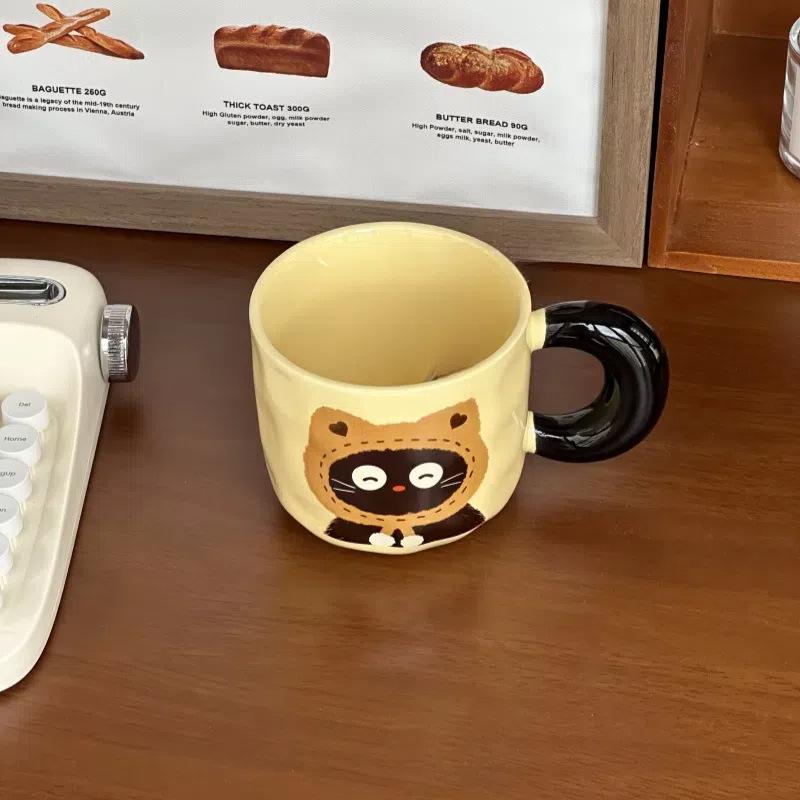 

Milk fufu cute cat ceramic mug with lid for boys and girls birthday gifts girlfriend souvenir gift box 401-500ml