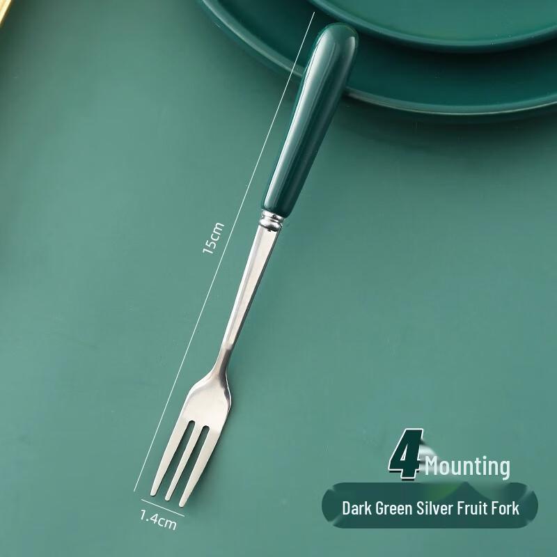 Zhaoran Premium Stainless Steel Fruit Fork Set - 4-Piece Silver