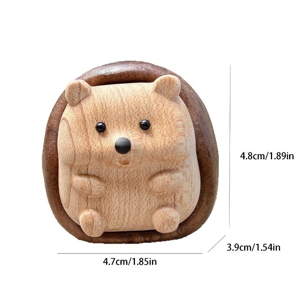 Wooden Animal Sculpture Creative Interior Decoration Figurine Cute Hedgehog Statue Cabinet