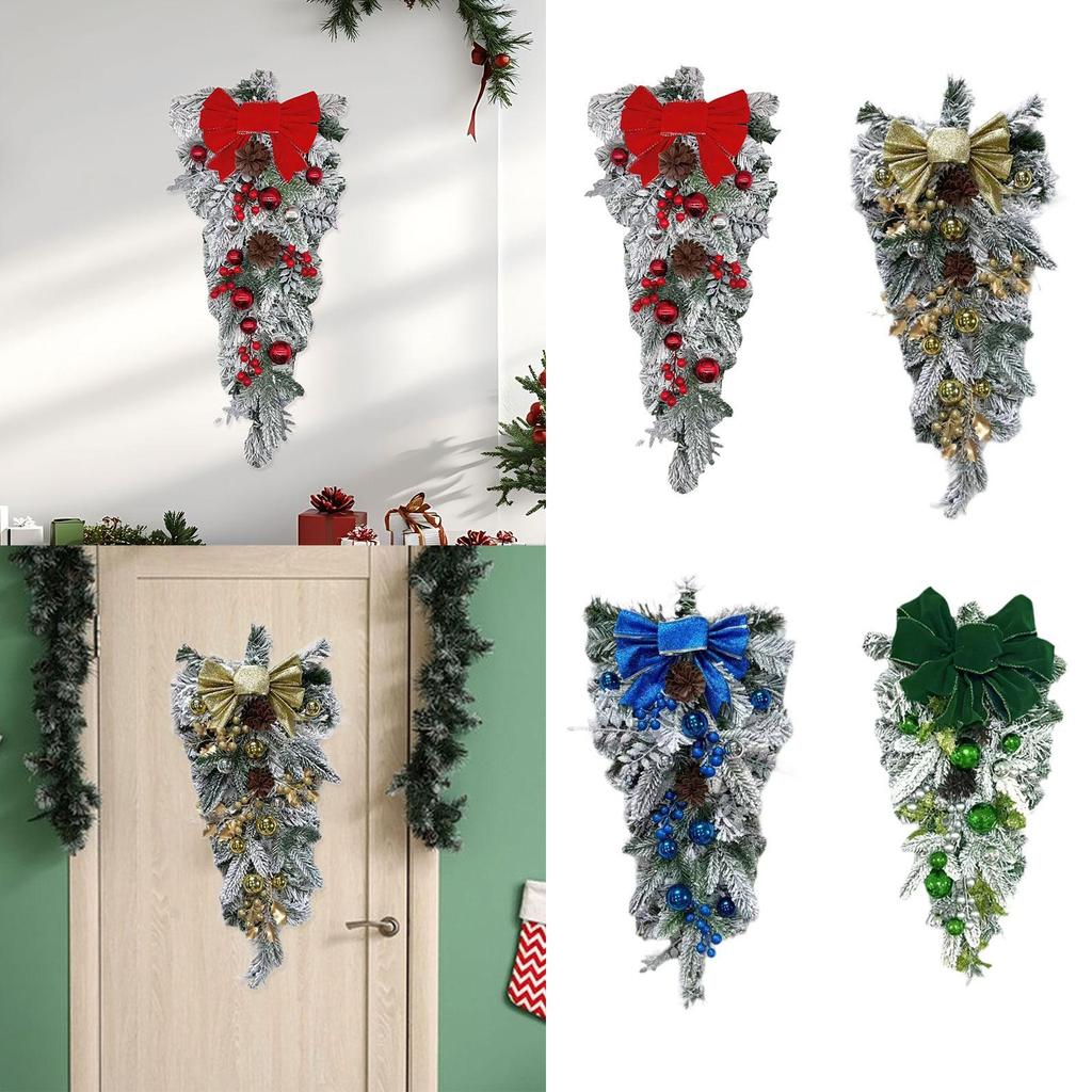 Decorative Holiday Door Wreath Realistic Artificial Garland for Christmas Party Home Office Entryway Wall