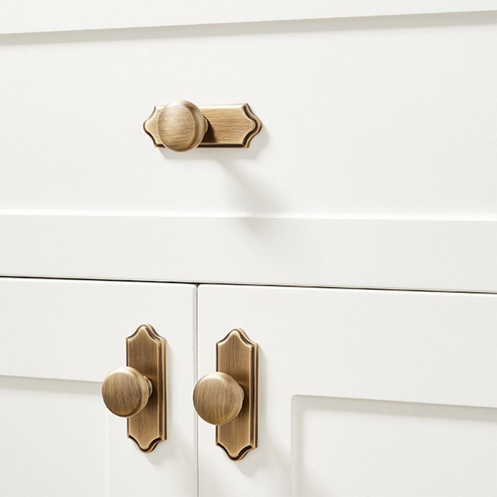 Nordic Brass Cabinet Pull Gold Round Cabinet Door Handle Retro Wardrobe Pulls  Kitchen Cupboard