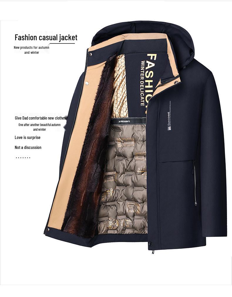 Men's Winter Cotton Padded Jacket for Middle-aged & Elderly - Warm Grandpa Coat