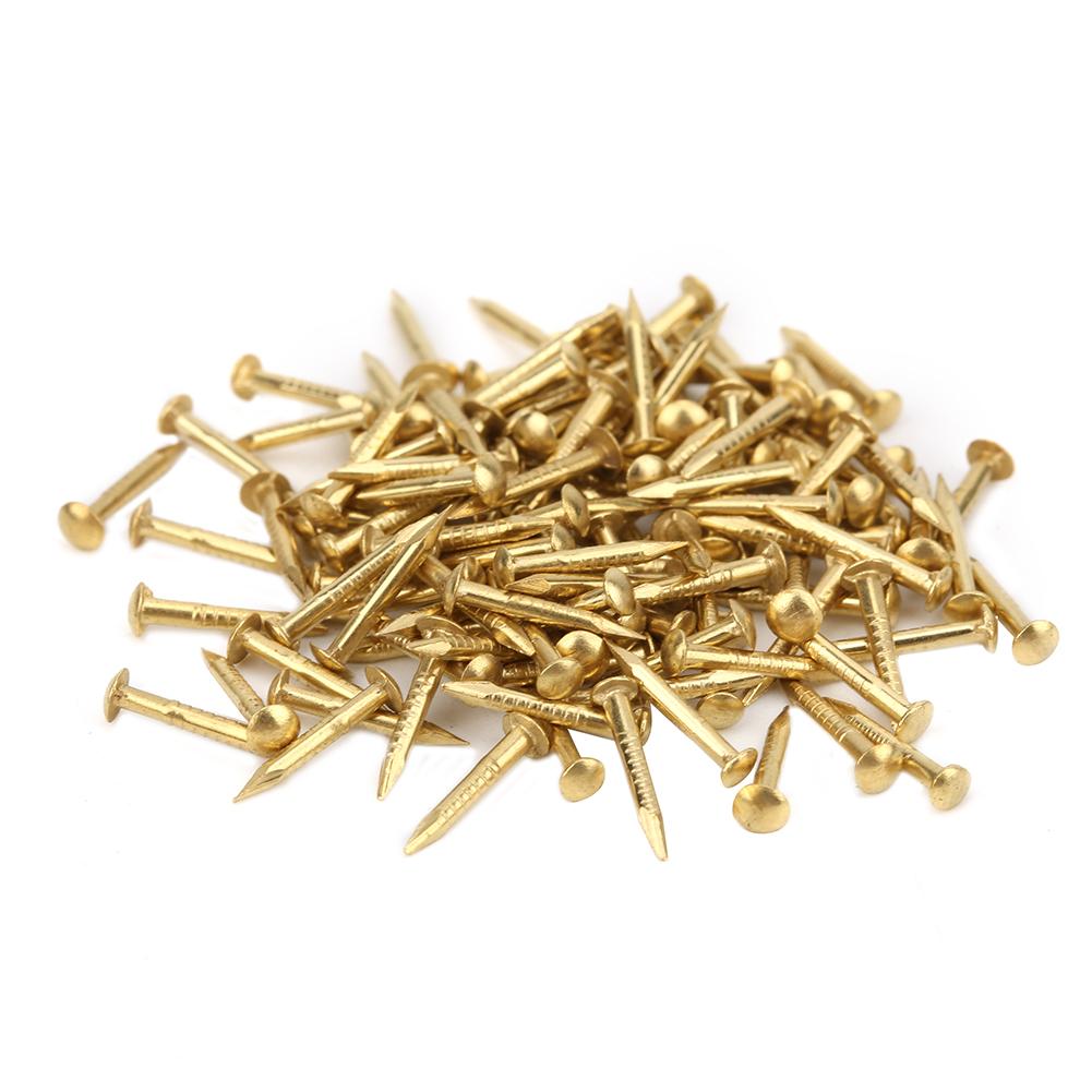 100Pcs Round Head Nail Brazen Brass Vintage DIY Craft Fastener Installation Accessories10mm Length