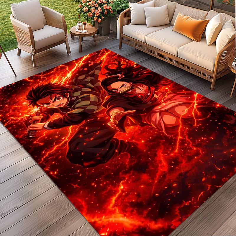 Demon Slayer Print Rug, Washable Floor Carpet, For Entryway Dorm Laundry Room Office Study, Home Decor Birthday Christmas Gift