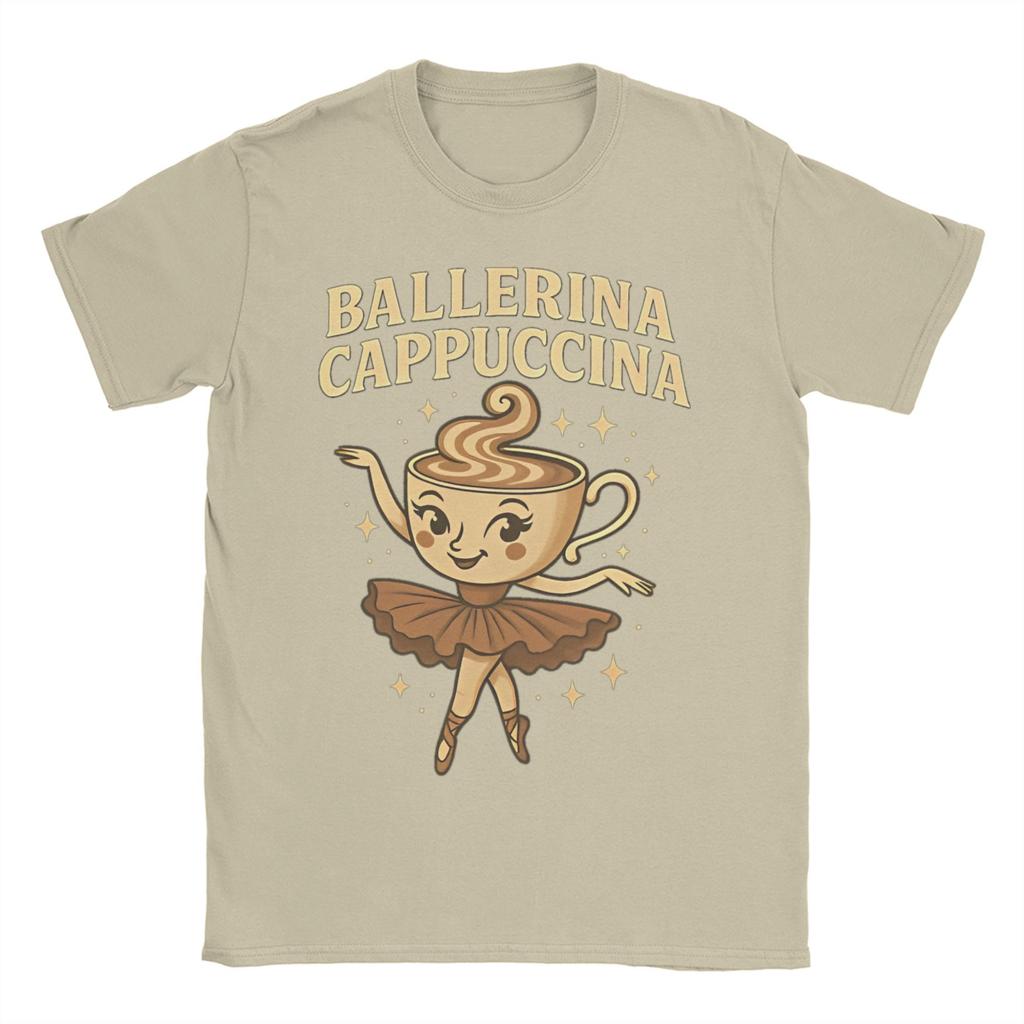 Ballerina Cappuccina Men's T Shirt Italian Brainrot Funny Tees Short Sleeve Round Collar T-Shirt Pure Cotton Plus Size Tops