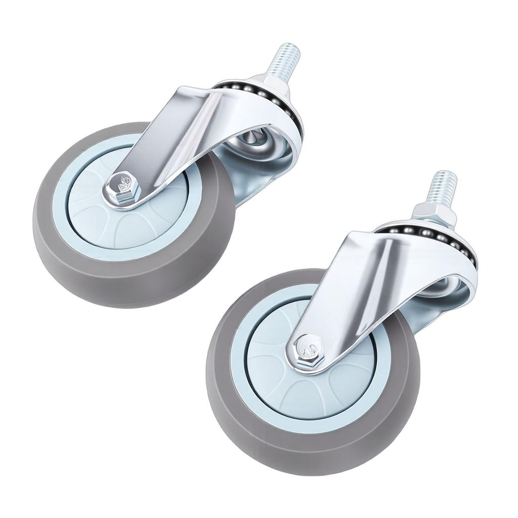 2PCS 3 Inch Swivel Casters Heavy Duty Silent Wheels 360 Degree Rotation for DIY Utility Cart Trolley M10x30mm 25kg Load