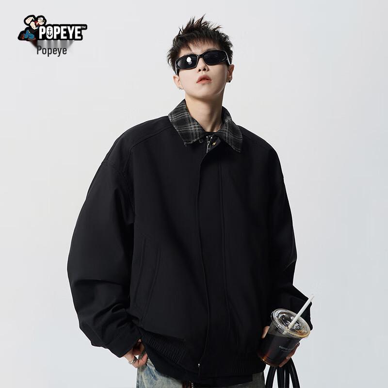 

Popeye Men s American Style Plaid Bomber Baseball Jacket 2XL