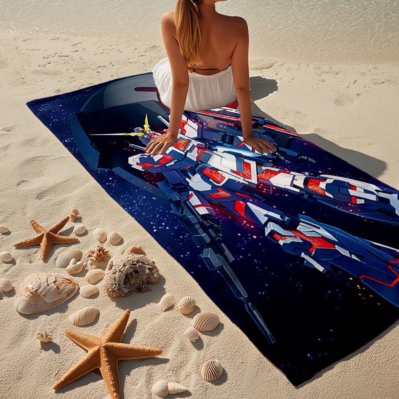 Mecha Armor Robotic Design Beach Towel, Super Soft Microfiber, Gift for Her/Him, Birthday, for Pool, Beach, Travel, Home Decor Fan gifts