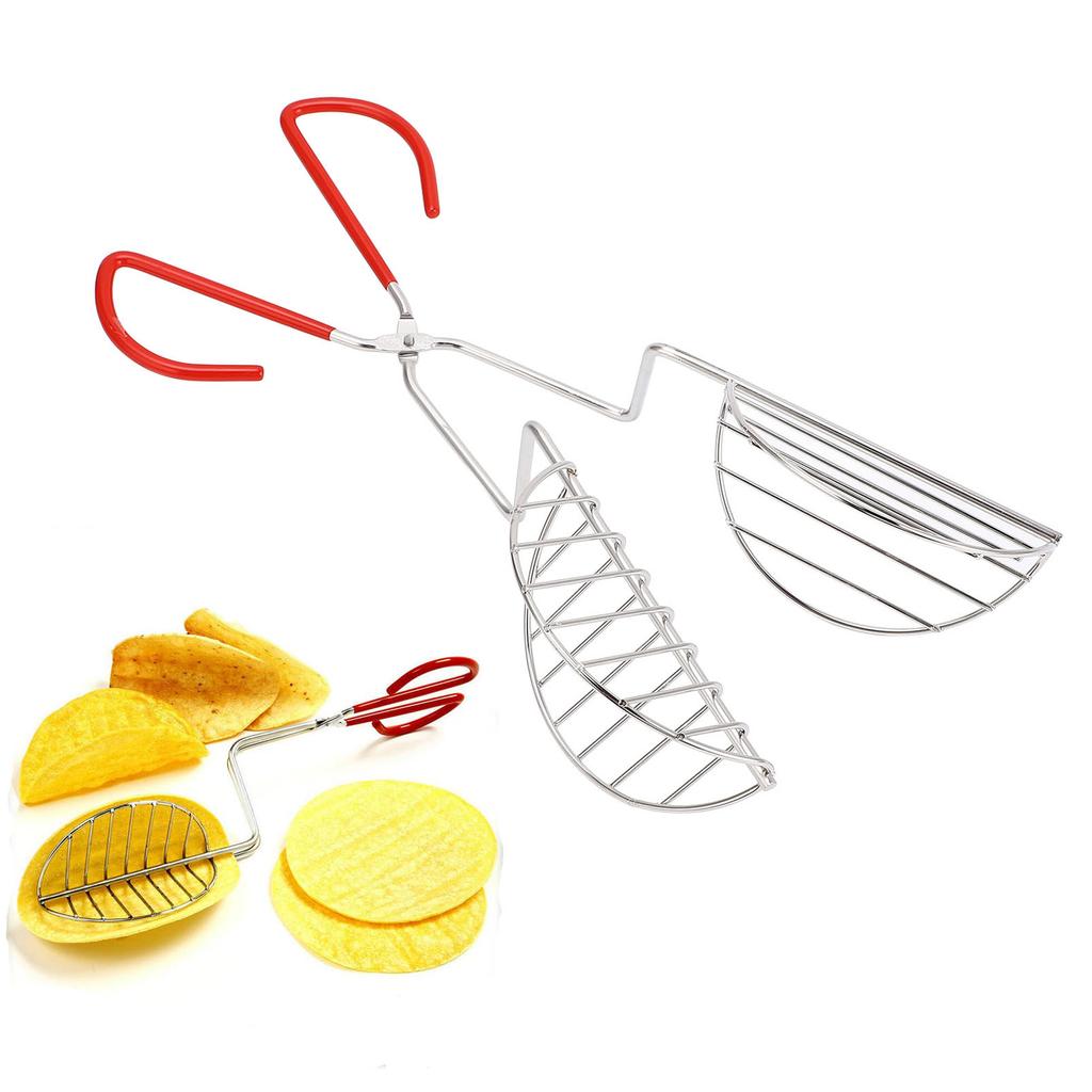 Taco Shell Tong Stainless Steel V Shaped Crisp Deep Fryer Kitchen Tool Long Handle Taco Shell Fryer