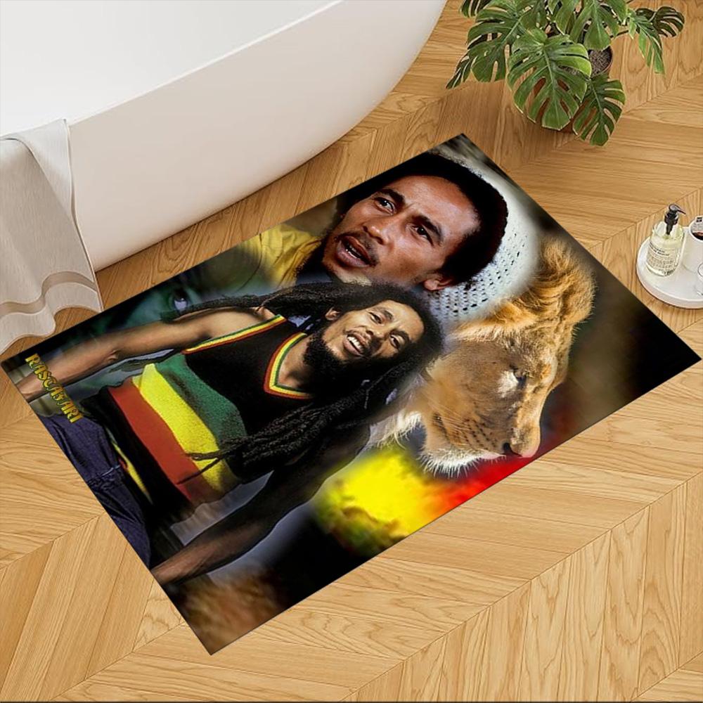 Bob Marley Floor Mat Suitable for Living Rooms Balcony Entryway Playrooms Anti-slip Rug Anime Office Decor Best for Christmas