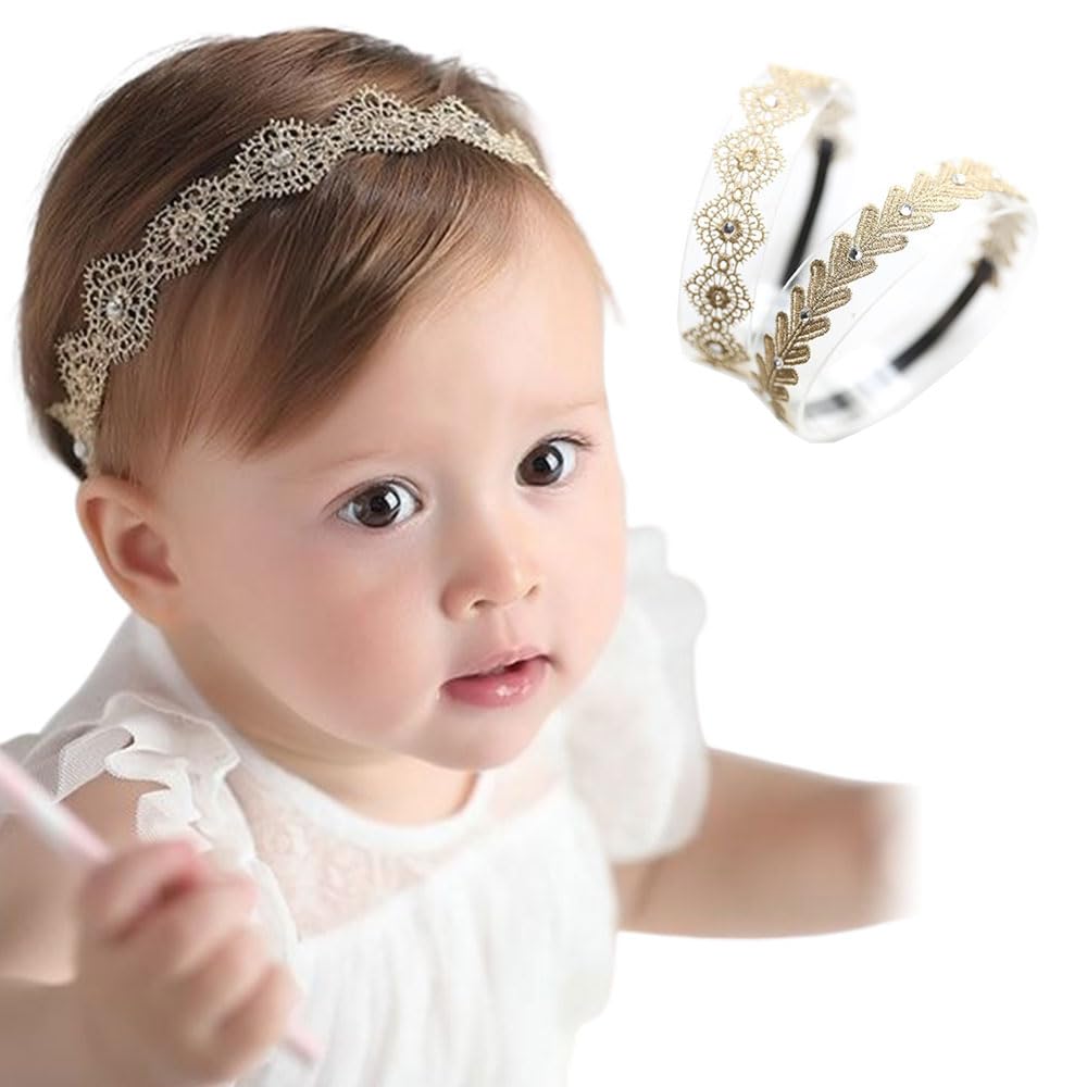 Iikuru Baby Hairband for Baby Hair Hair 32 [2-piece Set] Girls, Accessories, Lace, Wedding, Children, Newborn, Ceremony, Ornament, 2-piece Set, Y774,