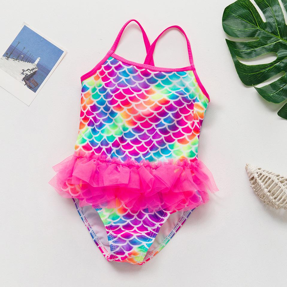 Infant Baby Girls Swimsuit Toddler Sleeveless Mermaid Fish Scale One Piece Swimwear Bikini Children Swimwear Kids Bathing Suit
