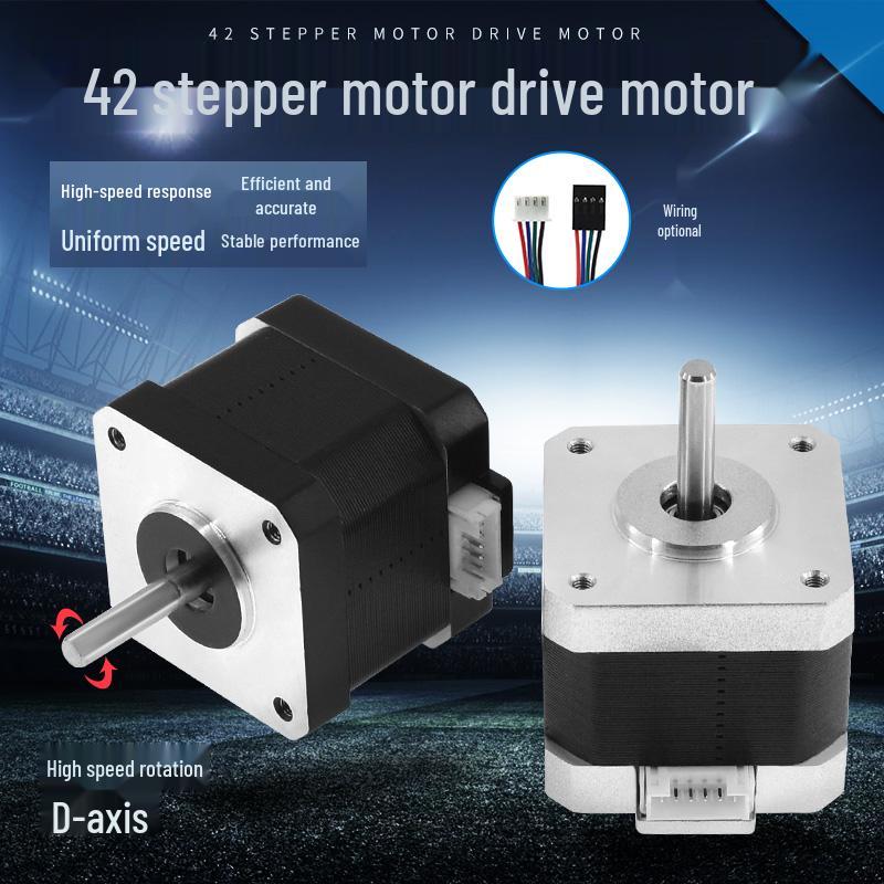 

42 Кроковий двигун висотою 38 мм, 17HS4401S, Двофазний чотирипровідний, Двигун для гравірувального верстата. Silver (1m Dupont Head Wiring)