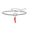 Red Enamel Italian Horn Charm Bracelet Stainless Steel Women's Love Knot Snake Chain Bracelets Good Luck Protection Jewelry Gift