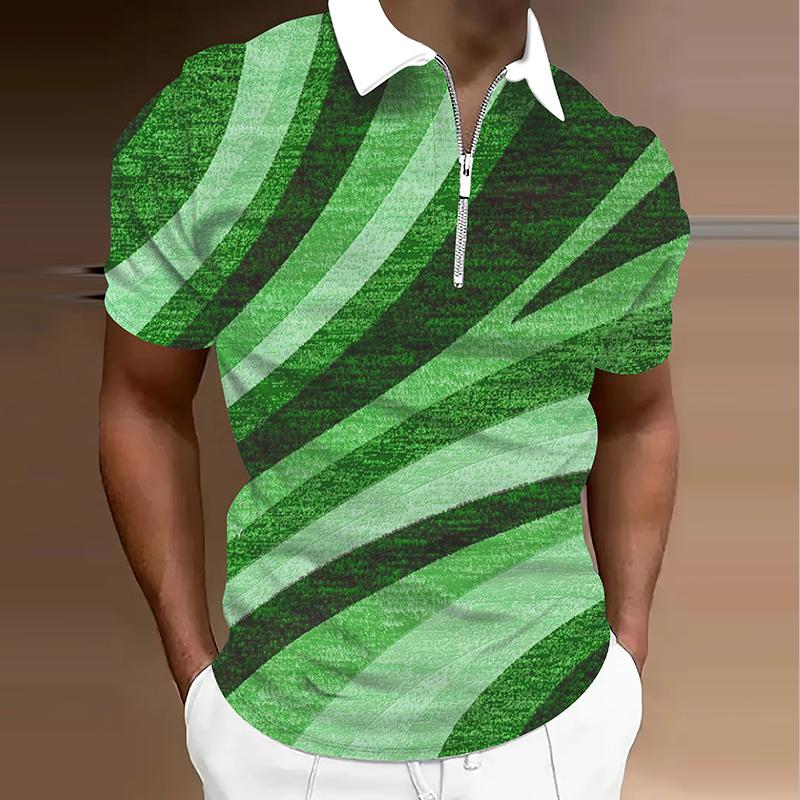 Pánské tričko Polo Ležérní Zip Krátký rukáv Módní Ležérní Zip Léto Jaro Běžný střih 3D potisk Tričko