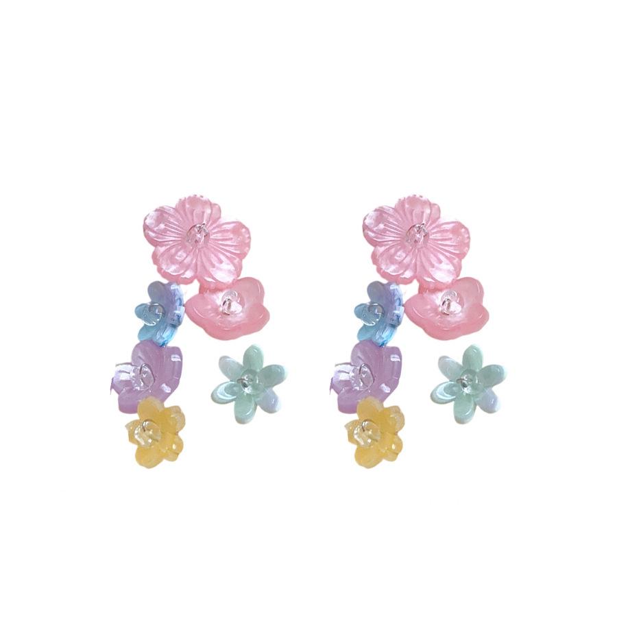 Silver Needle Resin Flower Stud Earrings, Fresh and Sweet Temperament Earrings, Women's Summer Gentle and Versatile Earrings, Design Sense Niche
