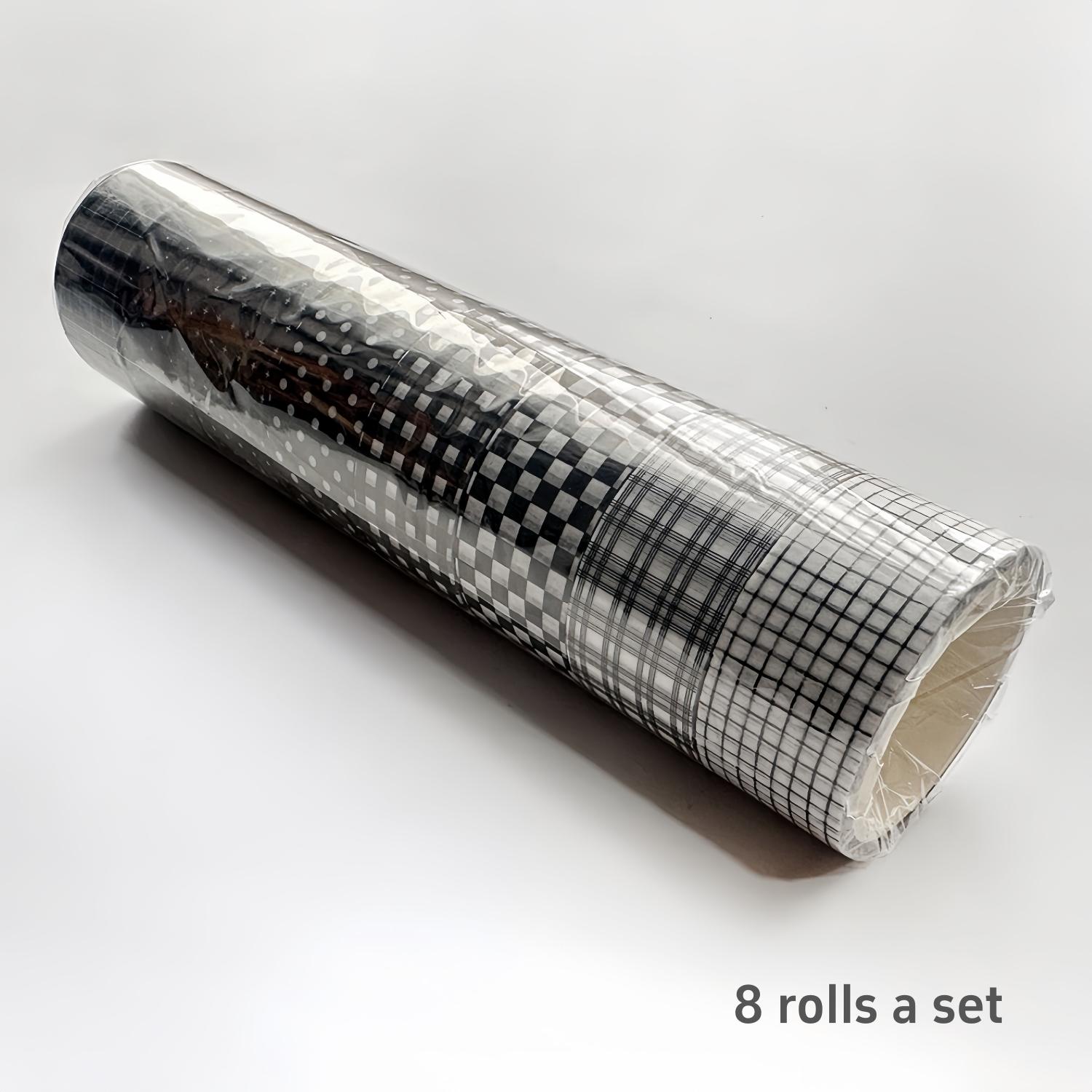 

8 Rolls Plaid Washi Tapes, Black White Color Checkered Adhesive Masking Tape Classic Assorted Grid Decoration Stickers A3058