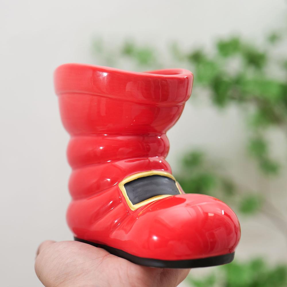 Santa Claus Ceramic Vase Christmas Decoration Miniature Model Photo Prop Flower Holder