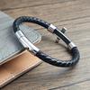 Simple Leather Bracelet Cross Popular Carved with Wheat Ear Pattern Men's Bracelet for Men Stainless Steel Clasp Jewelry Gift