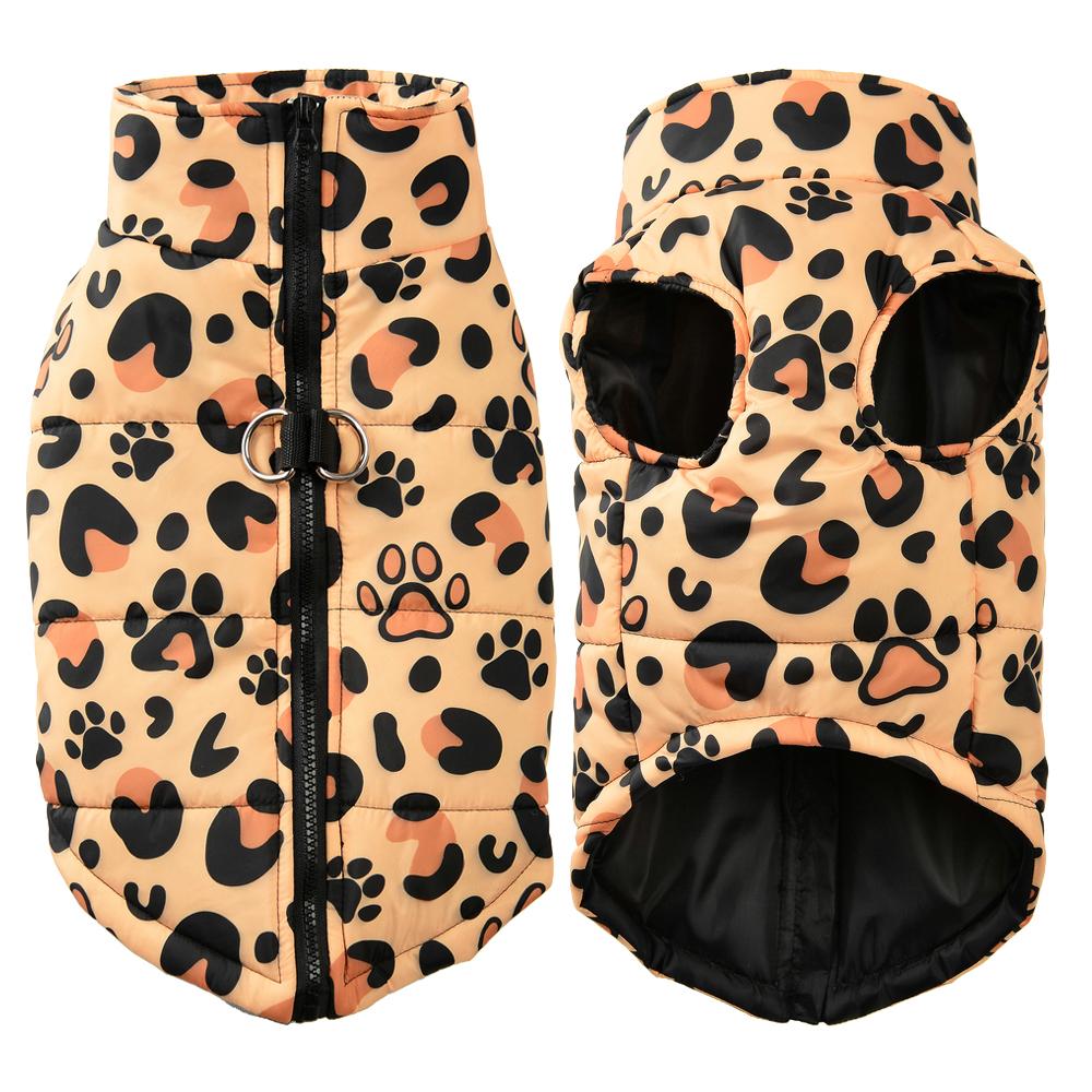 

Теплая одежда для собак для маленьких и средних собак, кошек, зимняя водонепроницаемая ветрозащитная куртка с леопардовым принтом для щенков, костюм для шнауцера и йоркширского питомца M жёлтый