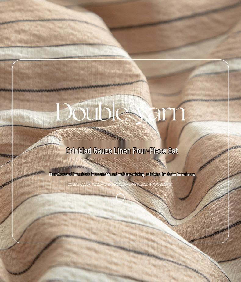 Double-Layer Plaid Bedding Set: All-Season Button-Down Stripe Duvet Cover, Student Dorm Bed Sheet, 3-Piece Set