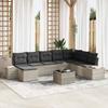 Garden Sofa Set with Cushions 9 pcs Light Grey Poly Rattan
