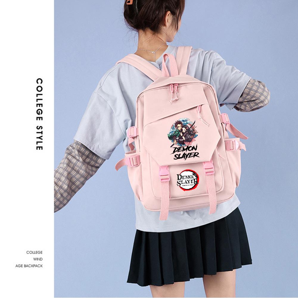 Sac à dos imprimé Demon Slayer pour adolescent étudiant Rentrée scolaire Sac à livres Femme Grande capacité Imperméable Sac de voyage