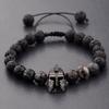 Roman Knight Helmet Beaded Bracelet with Lava Stones Unisex Fashion Accessory Zircon Texture Suitable for Any Occasion