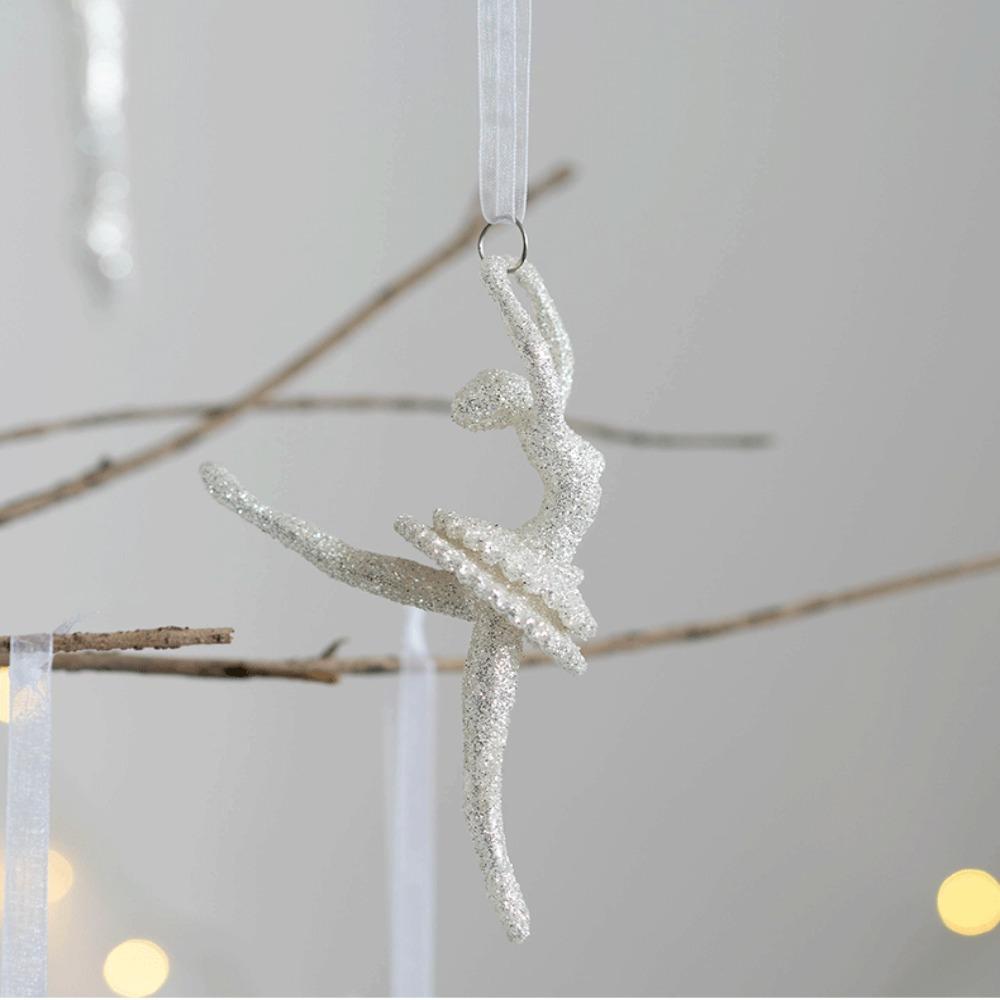 White Christmas Decorations Glitter Xmas Home Decoration Petite Xmas Tree Hanging Ornaments