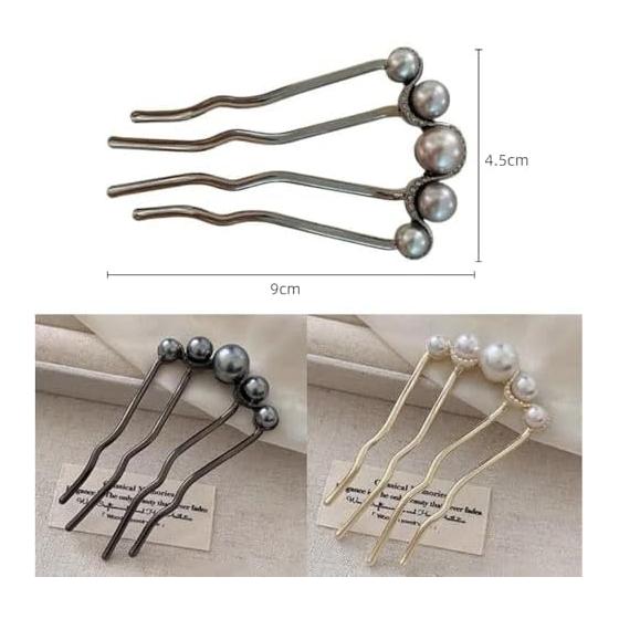 2-Piece Pearl Hair Comb Set, U-Pin Hair Accessories for Updos, Elegant Hairpins for Formal Occasions and Daily Wear, High-Quality Alloy and Resin