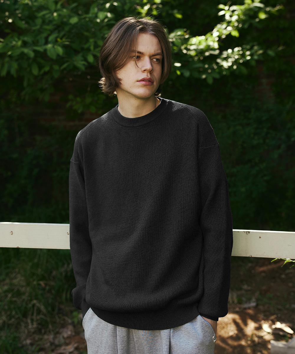 The Green Lab Hazzi Round Oversized Knit [Black] Green/Free