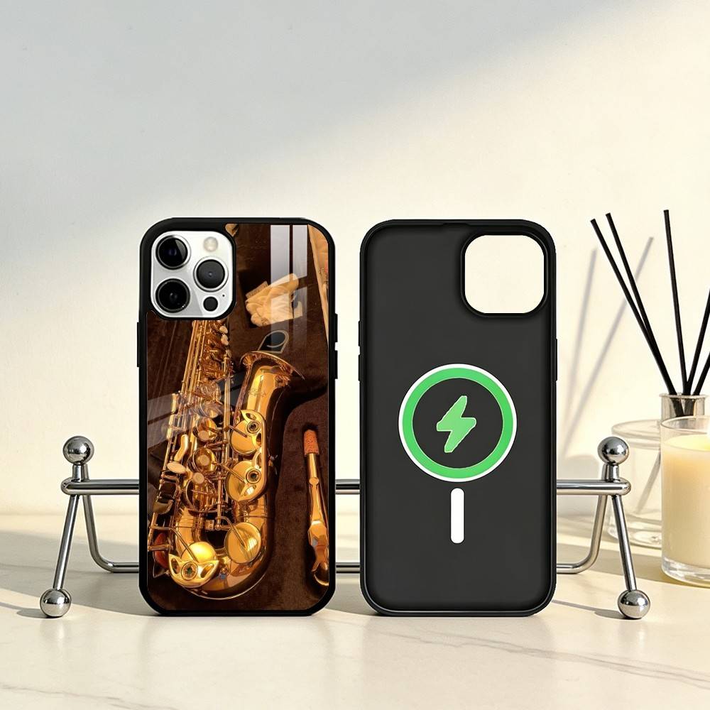 Saxophone Music Phone Case For iPhone17,16,15,14,13,12,11 Plus,Pro Max Magnetic For Magsafe Wireless Charging