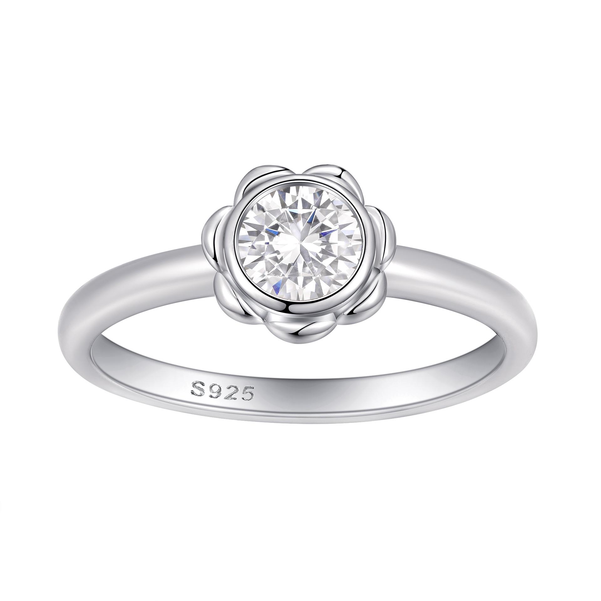 

S925 Sterling Silver Flower Ring: Minimalist Designer Jewelry with High-End Appeal US Size 6