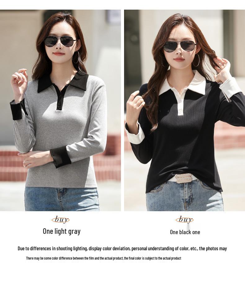 Dámská polokošile s dlouhým rukávem v barevném bloku s límečkem na zapínání (Kolekce podzim/zima 2025)