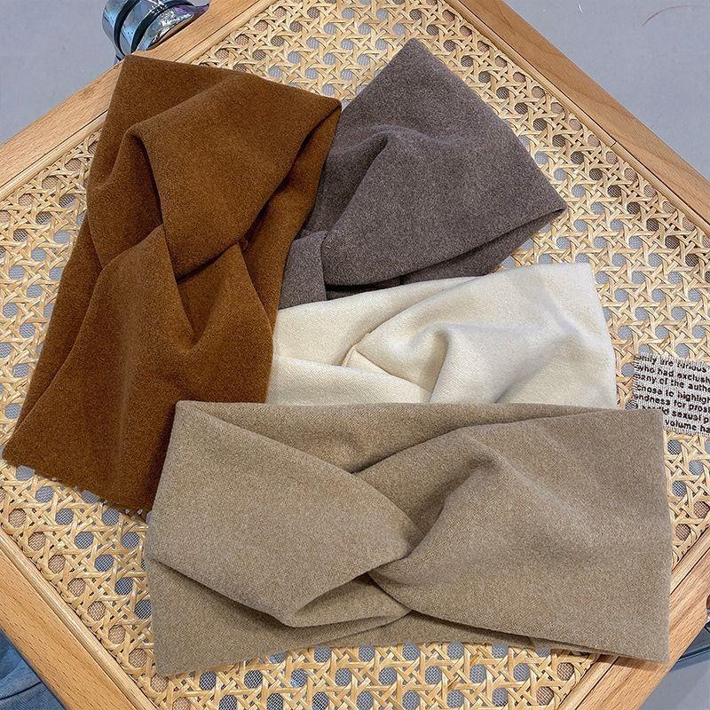 Cross Wide Headbands Winter Ear Warmer Soft Elastic Headwrap Turban for Women Solid Bandana Scarf Hair Accessories