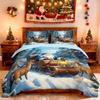 3pcs Forest Christmas Sled Santa Claus Printed Chipless Bedding Set Multi Size Bedroom Bedding Decoration Soft and Comfortable