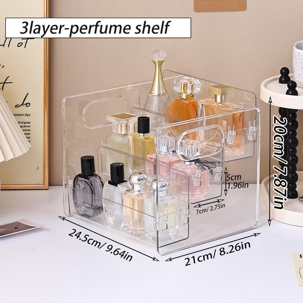 1pc 3-layer acrylic buckle perfume storage rack portable desktop perfume cosmetics display rack stepped dresser storage rack