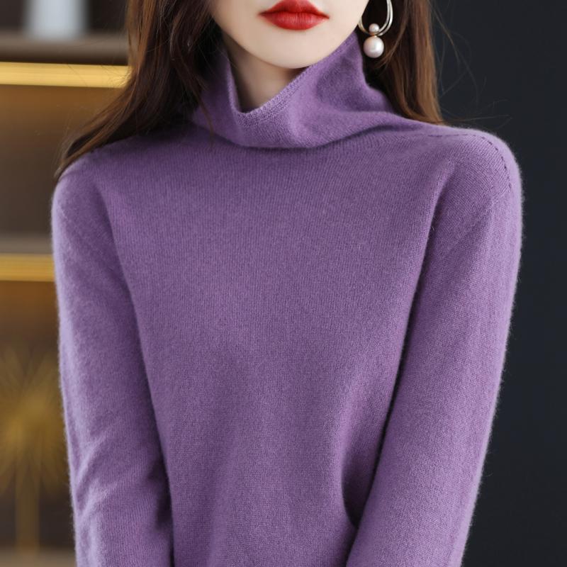 Dámský svetr s rolákem, kašmír Qinghe, 30 % kašmír 70 % vlna, zimní pletený svetr podzimní svetr kašmírový svetr