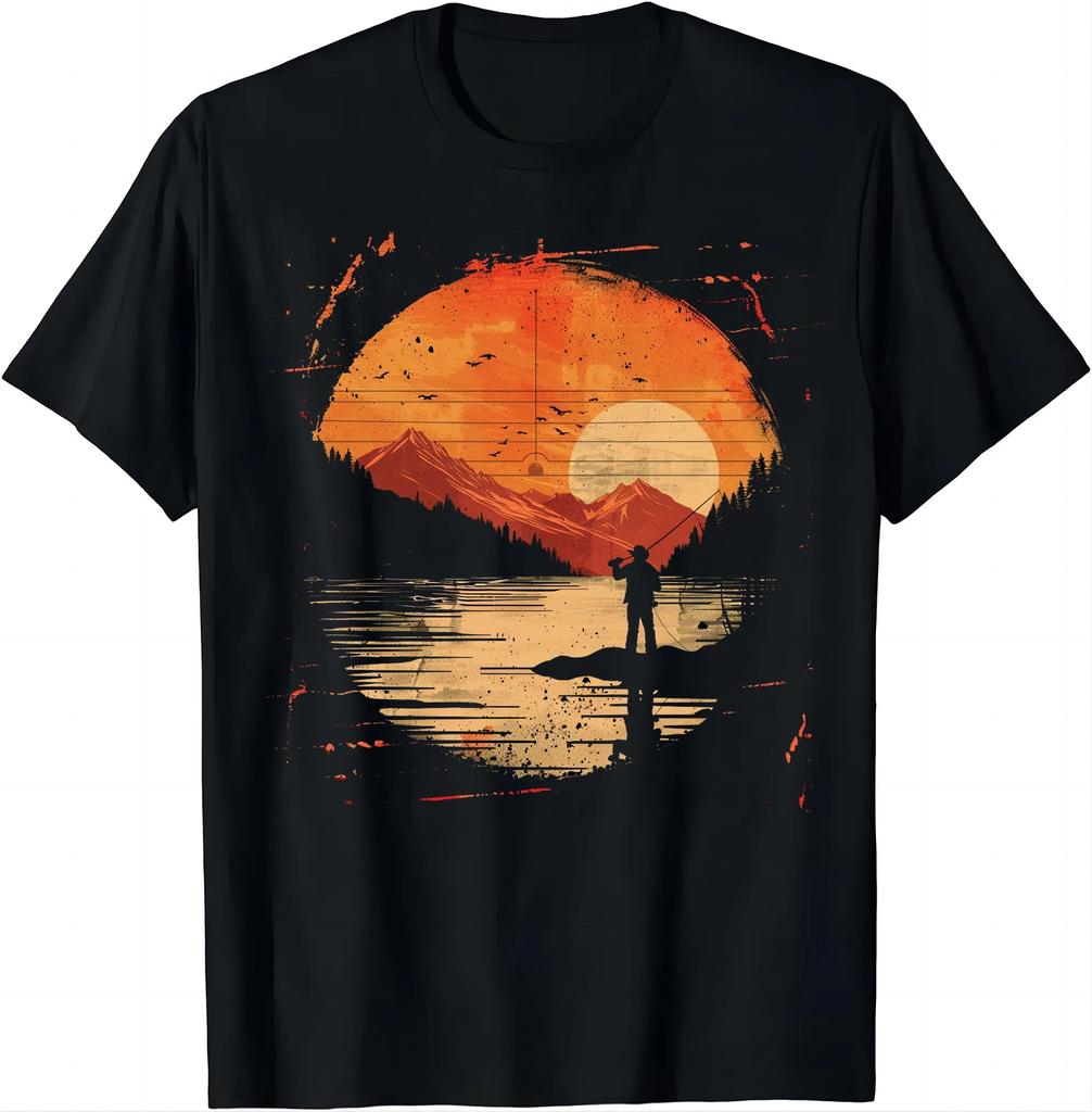 Outdoor-inspired Fishing Print T-shirt Men Clothing Tops Graphic T Shirts Camisas Streetwear Ropa Hombre Vintage T Shirt