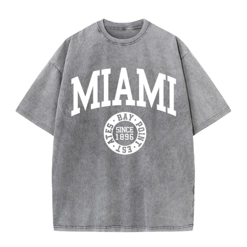 Womans Cotton Washed T-Shirts Trend Distressed Loose Tees Los Angeles 1996 Printing Short Sleeve Summer Street Female Clothes