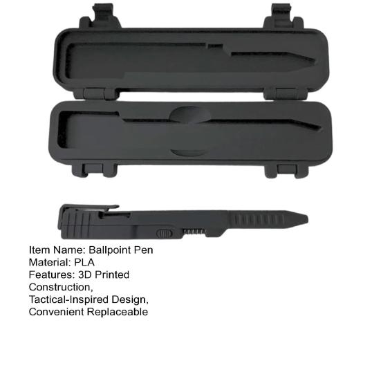 Ballpoint Pen 3D Printed Tactical Slide Action Pen Lightweight Durable PLA Body Smooth Gel Ink Refillable Writing Tool