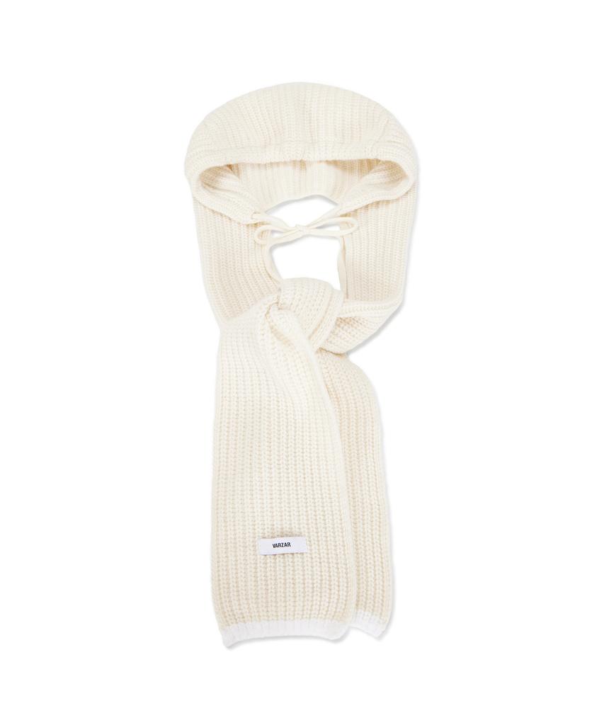 Bajal Logo Label Hooded Muffler Cream