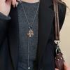 New Chinese Wood Pony Pendant Necklace Retro Temperament Versatile Sweater Chain Natal Year Light Luxury Niche Necklace Women
