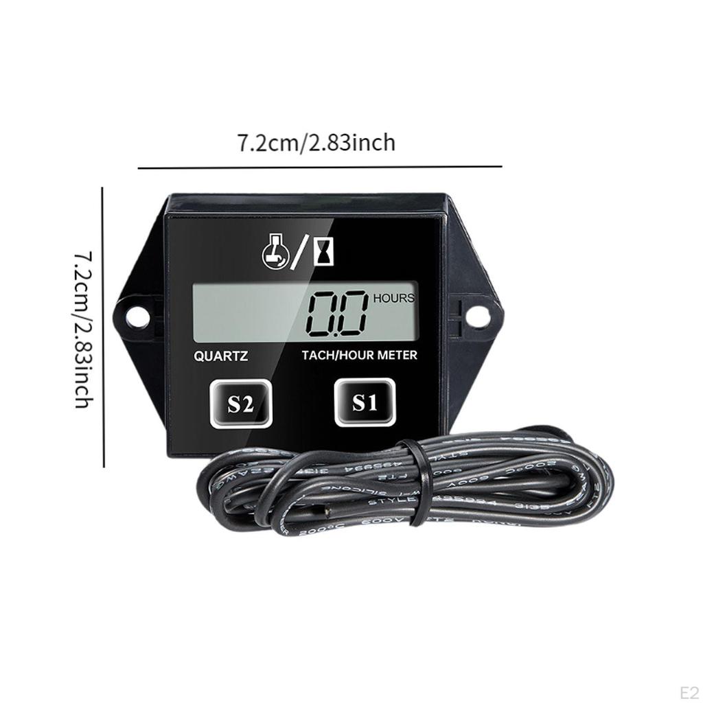 Motorcycle Hour Meter Engine Hourmeter LCD Display Digital Inductive for Boat