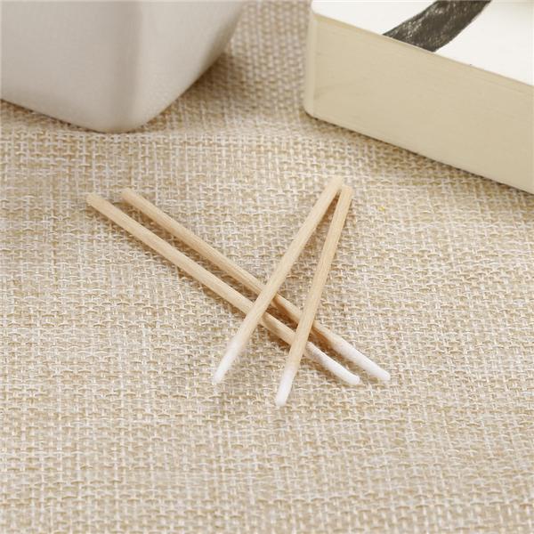 100 Pcs Abacterial Short Wood Handle Medical Dental Tattoo Use Cotton Swab Buds