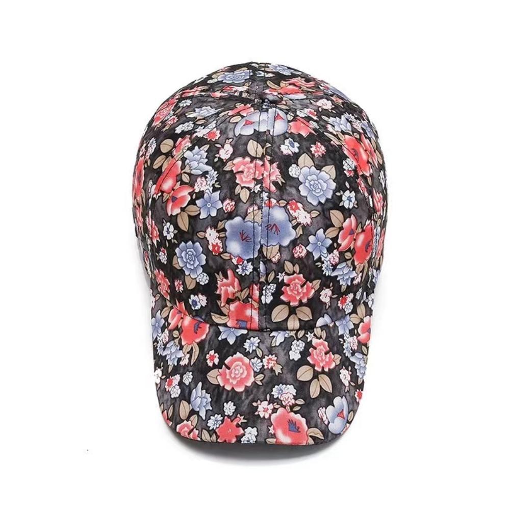 Boné de beisebol de algodão com estampa floral, viseiras elegantes e respiráveis, boné fashion com pala, feminino